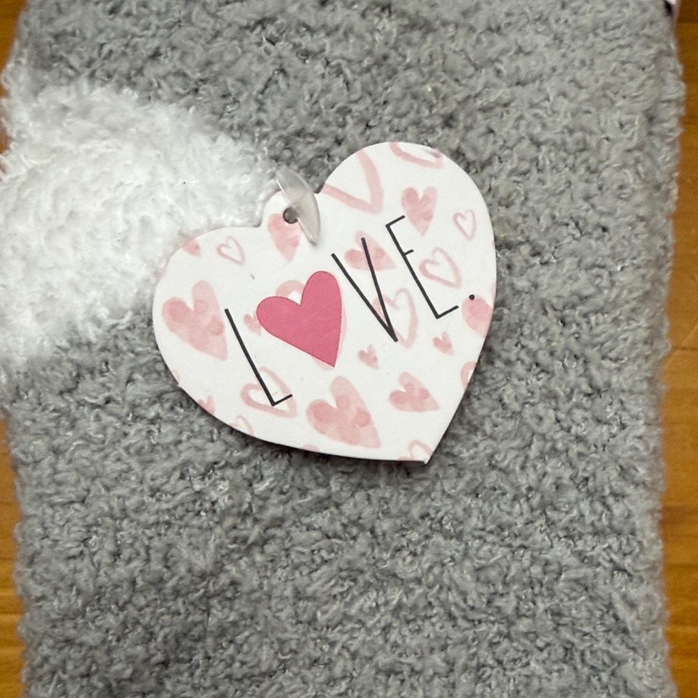 Rae Dunn Pink and Gray Heart Women's Socks - Picture 6 of 10